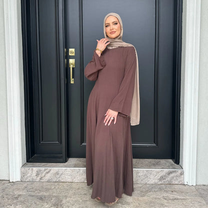 2025 Summer Arabic Muslim Women Modest Dress Eid Dubai Plain Abaya Islam Party Outfit Elegant Holiday Dresses Turkey Kaftan Robe.