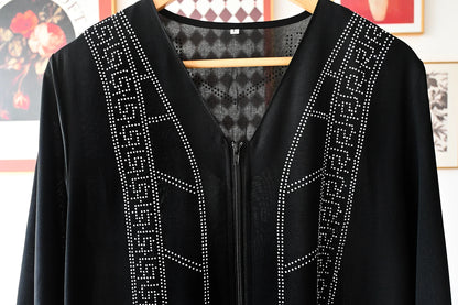 New Women Elegant Dress Chiffon Open Abaya with Zipper Muslim Women Dress Islamic Clothing Cardigan Abaya Women Muslim Dress.