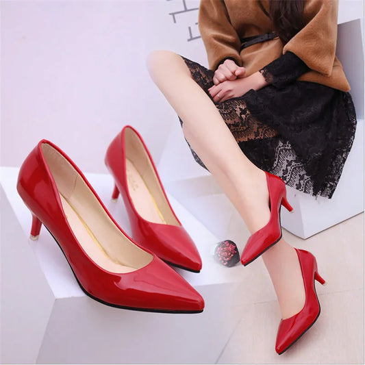 Shoes Ladies Pumps Medium Heel Nude Sexy High Heels Weeding Shoes Women Office Work White Pumps Party Shoes.