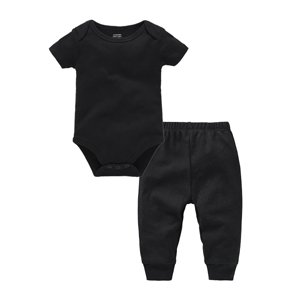 2 Teile/los Musselin Blank Baby Strampler Hosen Set Einfarbig Sommer Kurzarm Body Kinder Kleidung Set Jungen Kleidung.