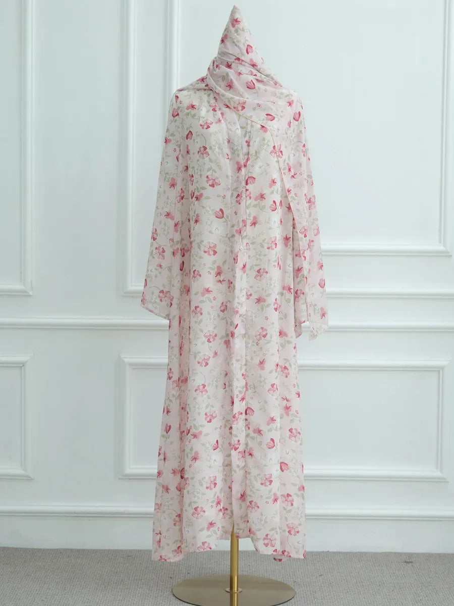 Muslim Women Dubai Abaya luxury Double layered chiffon Print Hijab Dress Kaftan Ramadan Robe Femme Islam african dresses Kebaya.