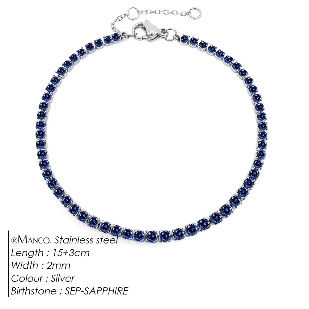 eManco Stainless Steel Gold Plated Sparkling Bracelet High Quality White Zirconia Single Row Simple Accessory For Girls