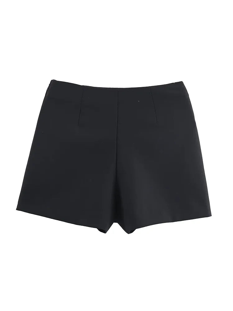 2025 Women Summer Shorts Skirts Casual Solid High Waist Side Zipper Asymmetry Female Elegant Street Shorts Clothing.