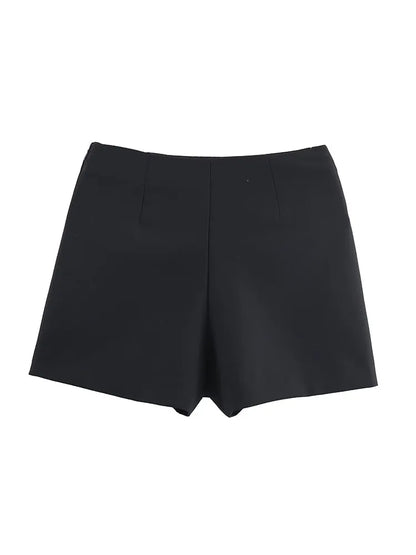 2025 Women Summer Shorts Skirts Casual Solid High Waist Side Zipper Asymmetry Female Elegant Street Shorts Clothing.