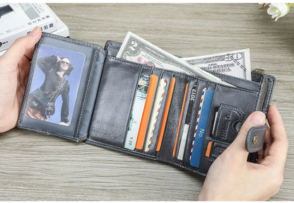 Contact'S Genuine Leather Wallets Women Men Wallet Short Small RFID Blocking Card Holder Wallets Ladies Red Coin Purse