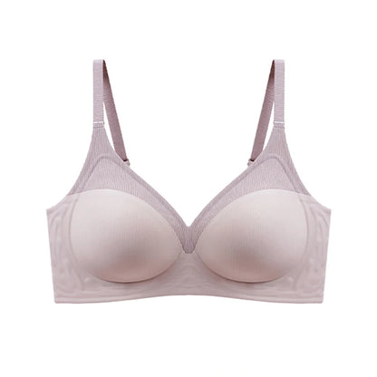 Stripe Color Contrast Soft Support Seamless Women Underwear Semifixed Cup Pad No Steel Ring Adjustable straps Gathered Woman Bra