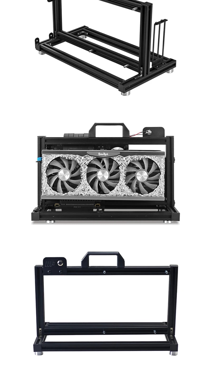 METALFISH ITX A4 Aluminum Open Frame Case, Vertical GPU, 240mm Cooler, Mini-ITX Compatible, DIY Gaming PC.