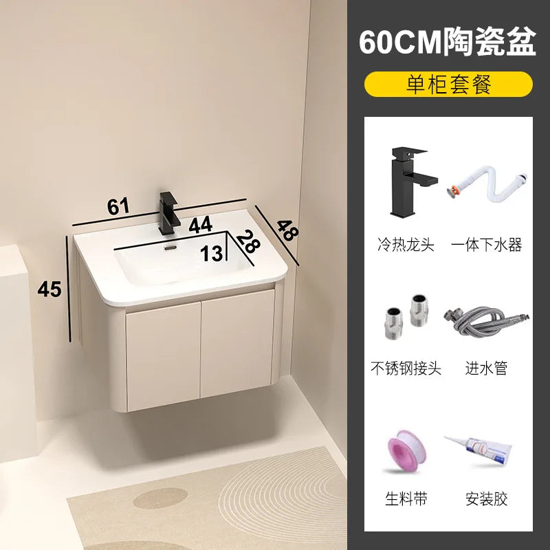 Moderner intelligenter Badezimmerschrank, Wabenstruktur, Aluminium, WC, Waschbecken, Schrank, Kombination, integriertes Keramikwaschbecken, Waschtisch