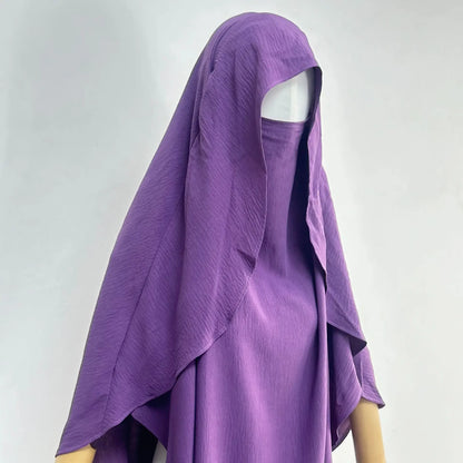 2025 Summer Muslim Women's Hijabs Traditional Soft Plain Scarf Khimar One Layer Stretch Soft Split Traditional Zip Chador