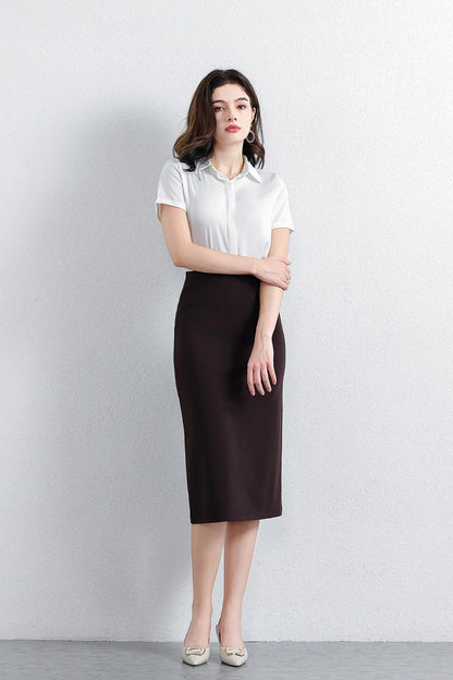 Women's Professional High Waist Long Pencil Skirt, Slim Fit Black Hip-hugging Skirt for Office Commute