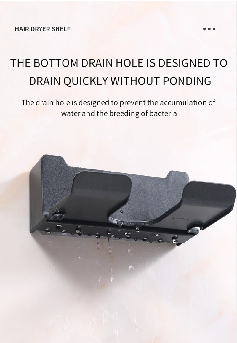Haartrockner-Halter, Wandmontage, Wandtrockner-Wiege, weiß, schwarz, grau, Haartrockner, Föhn-Organizer für Badezimmer, Badezimmer, Regale