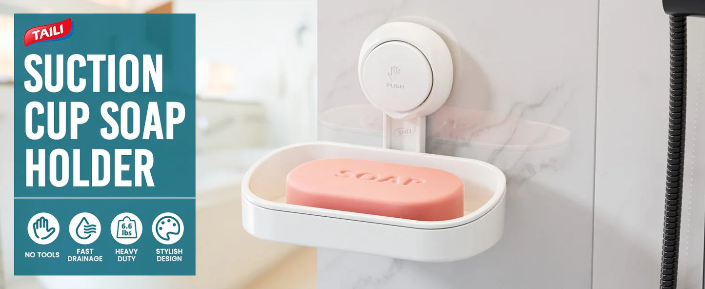 TAILI Seifenschale für die Dusche, wasserdichter Duschseifenhalter, robuste Seifenschale ohne Bohren, Seifenhalter für Badezimmer, Küchenspüle