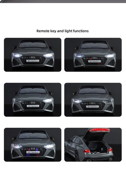 1:18 Key Remote Control Version AUDI RS7 Alloy Sports Car Model Diecast Metal Racing Vehicle Car Model Sound Light Kids Toy Gift