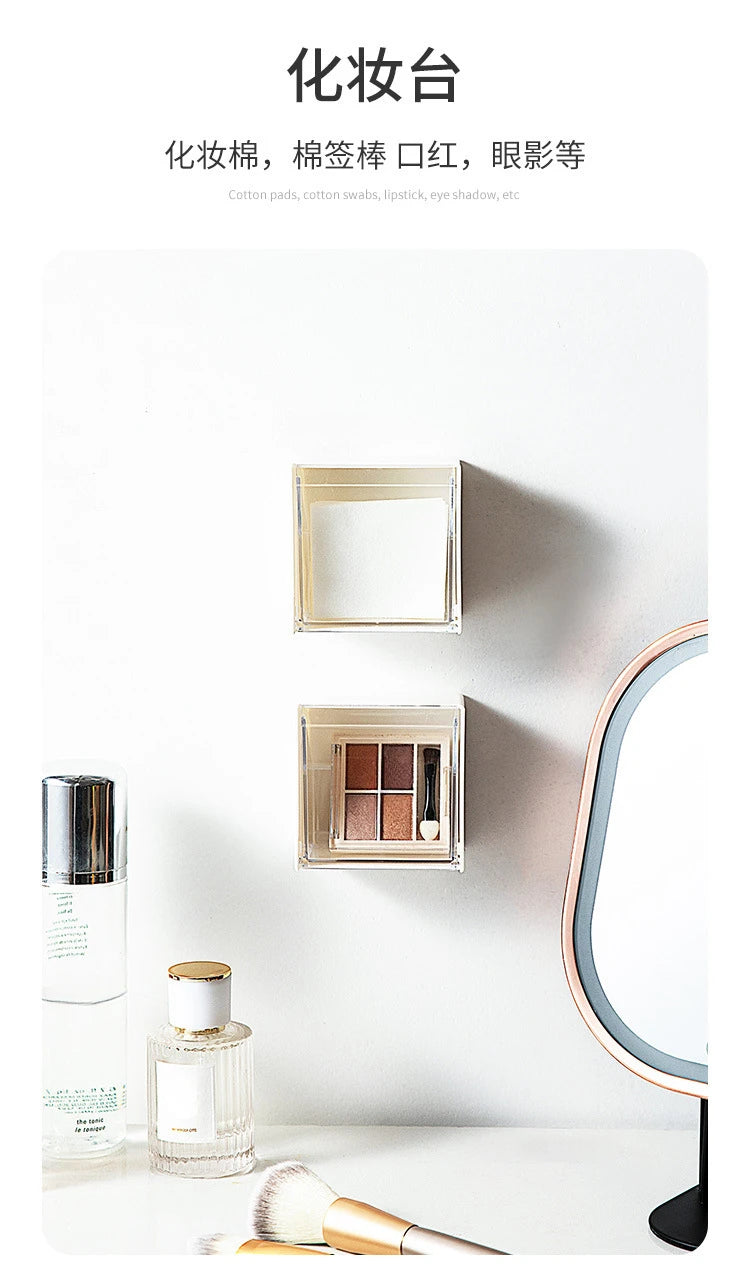 Wandmontierte Flip-Aufbewahrungsbox für das Badezimmer, nicht perforierte Aufbewahrungsbox für Wattestäbchen