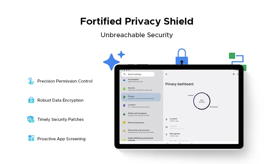 DOOGEE Tab A9+ 2 IN 1 Smart Tablet 11'' Screen Android 15 20GB RAM(4+16) 64GB ROM 8580mAh Battery Dual Speakers Widevine L1