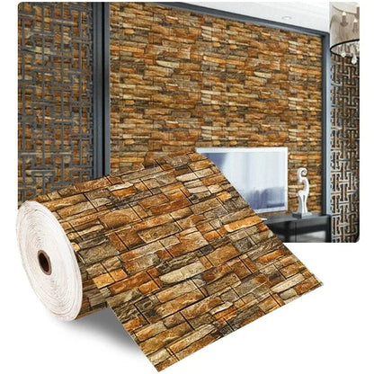 70cmx10m Self-adhesive Wallpaper Decoration Antique Foam Brick Wallpaper Living Room Bedroom Waterproof 3D Wall Sticker