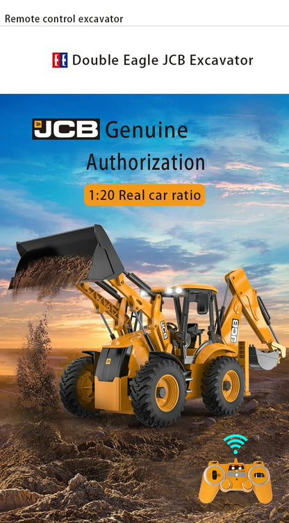 Double E E589 RC Excavator 1/20 2.4G 11CH Remote Control Cars Trucks Backhoe Loader Light Sound Construction Truck JCB Model.