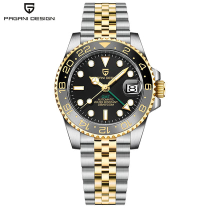 PAGANI DESIGN 40MM Ceramic GMT Automatic Watch Men's Mechanical Watch Sapphire Glass 100m Waterproof Men's Mechanical Watch