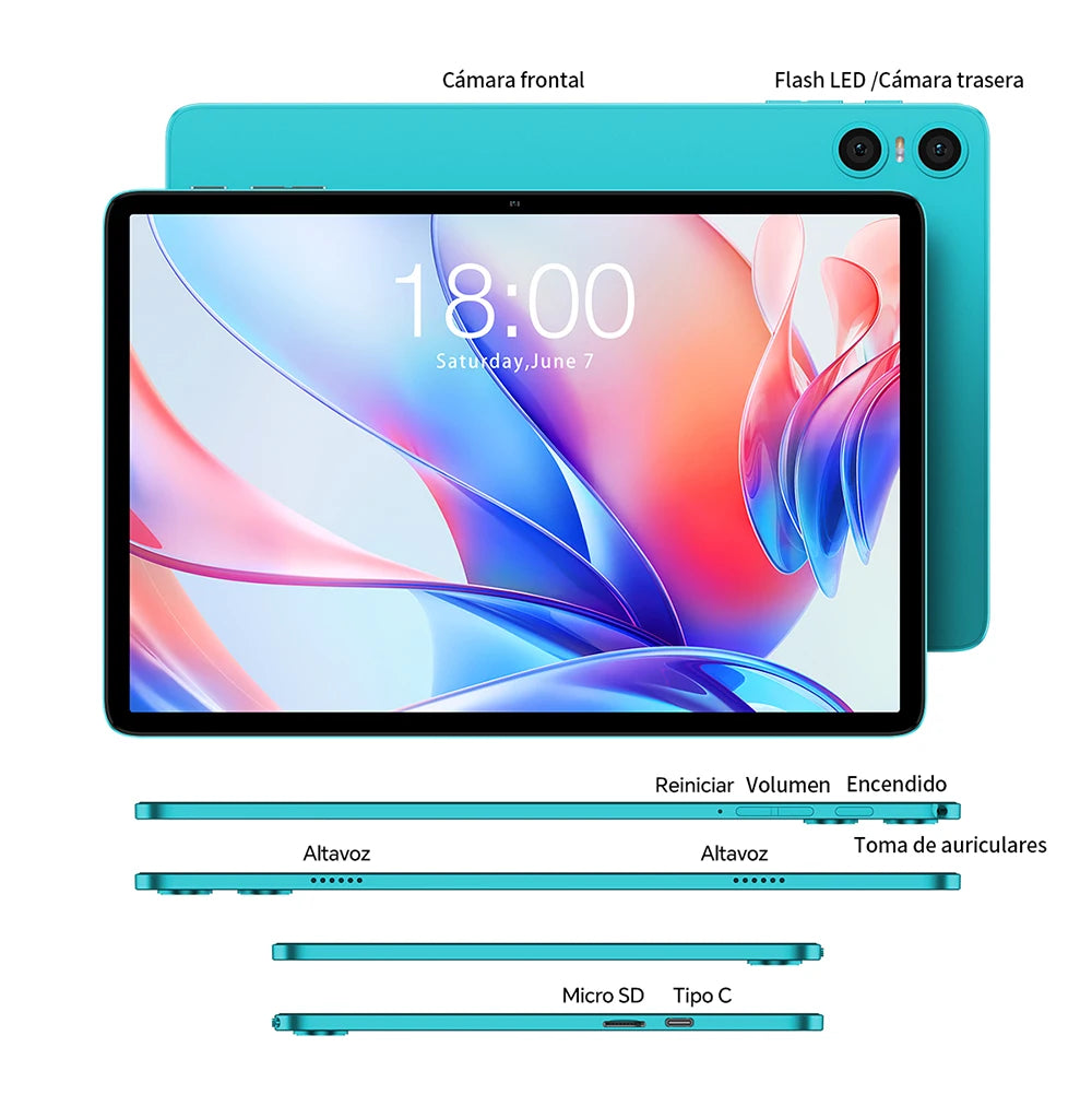 Teclast P30 Android 14 Tablet, 10.1 Inch, up to 12Gb Ram, 128Gb Rom, 1280X800 Ips, Unisoc T606, 8 Cores, 6000 Mah