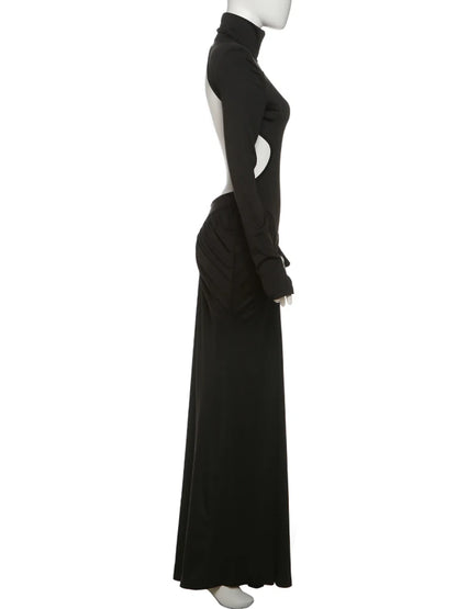 Kliou Raffen Mantel Frauen Maxi Kleider High Street Klassische Volle Hülse Gerade Schulter Backless Vestidos Mujer Abend Tragen