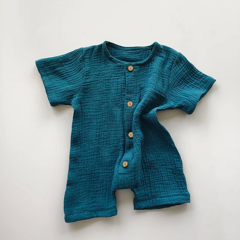Neugeborenes Baby, Unisex, kurze Ärmel, Strampler aus Bio-Baumwolle, Rundhalsausschnitt, Marineblau, Strampler, Unisex, einteilige Sommer-Strampler-Kleidung.