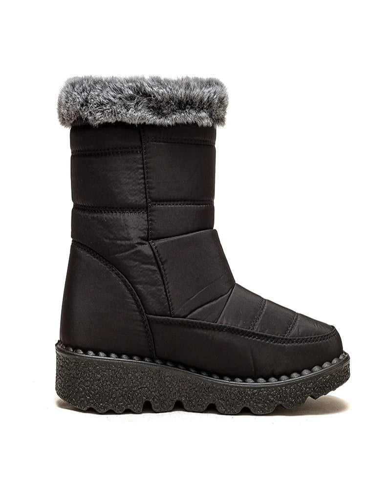 Boots 2025 Women's Boots Fur Botas Mujer Super Warm Winter Boots For Snow Women Low Heels Winter Shoes Woman Black Rubber Boot.