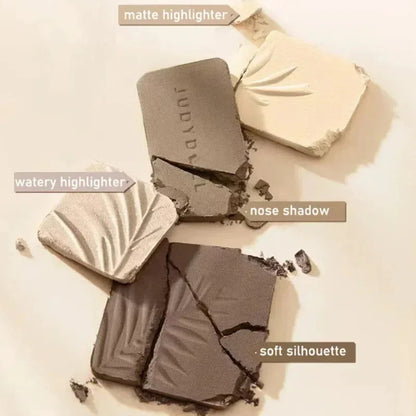 Judydoll Highlighter Contour Bronzer Palette Nude Makeup Natural Facial 3D Nose Shadow Long-Lasting Waterproof Cosmetics Makeup.