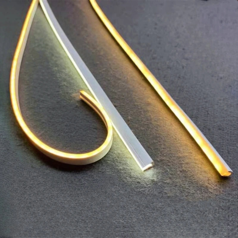 4/6/8/10mm Narrow LED Neon Silicone Tube Rope Lamp Recessed DC12V Flexible Waterproof Diffuser Cabinet Closet Ribbon Strip Light.