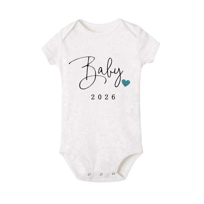 Baby 2026 Schwangerschaftsankündigung Neugeborenes Baby Bodys Sommer Jungen Mädchen Strampler Overall Kleidung Outfit.