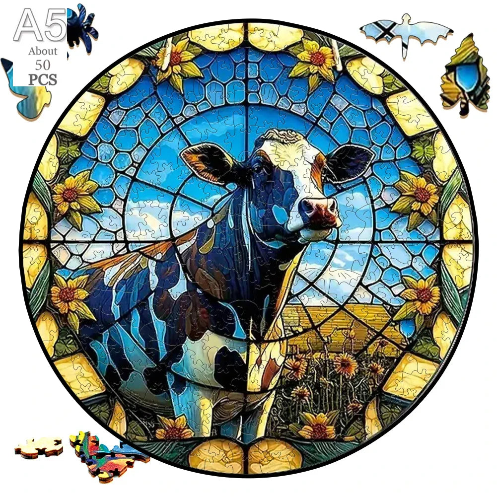 Deer in The Forest Wooden Puzzle Unique Shape Animal Puzzle Adult Relaxation Gift Exquisite Boxed Set with Decorative Artworks