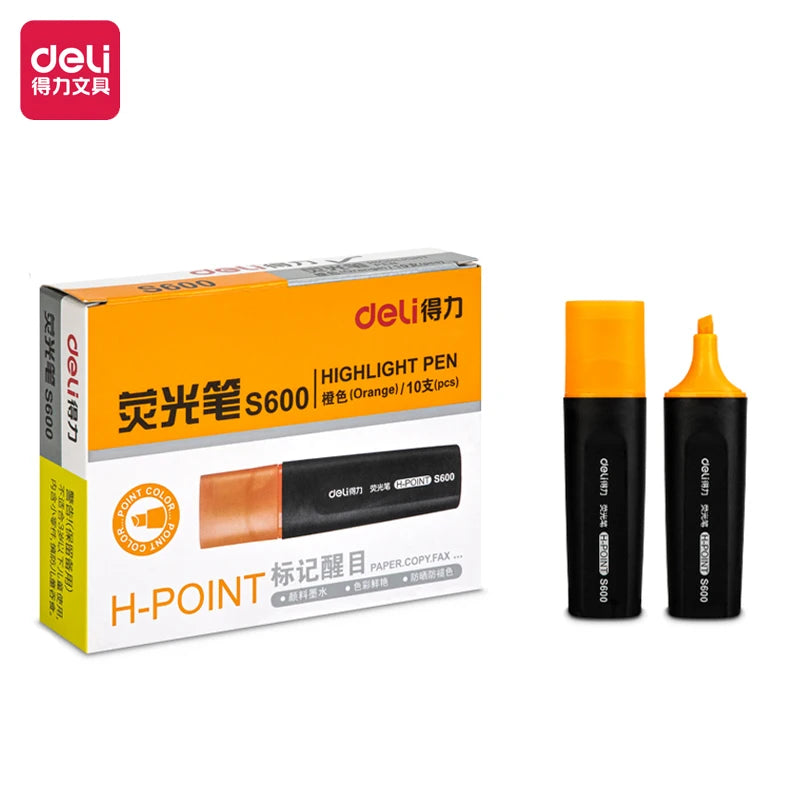 Deli 10-teiliges Textmarker-Set, große Kapazität, Meißelspitze, Bonbonfarben-Marker, Studenten-Briefpapier, Schulbedarf