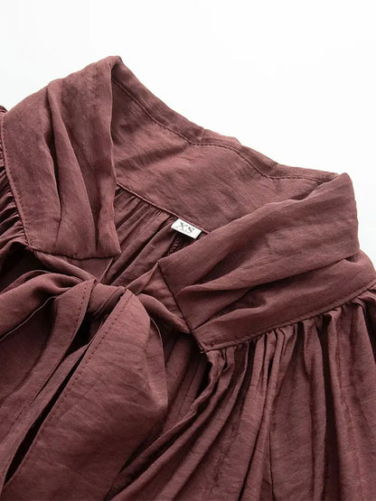 NLZGMSJ Bow DecorationLoose Long Sleeved Blouses For Women New Fashion Ruffle Edge Shirts and Blouses Woman Top.