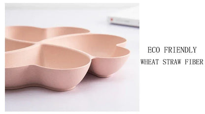 4-grid Fruit Plate Tray Heart Shaped Creative Plates Storage Box Dried Fruit Snack Plates Divided Candy Dessert Plate Container.