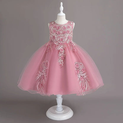 Neue Kinder kleid Spitze Blume Hochzeits kleid weibliche Klavier Performance Kleid Halloween Leistung kurze Mädchen Kleidung