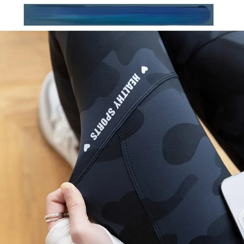 Women Camo Shark Pants High Waist Pocket Leggings Big Size Stretchy Casual Pants Fashion Skinny Yoga Fitness Pants.