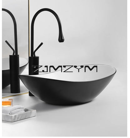 Nordic Keramik Gefäß Waschbecken Eitelkeit Schüssel Oval Badezimmer Tisch Waschbecken Toilette Balkon Kunst Becken Über Theke Sockel Waschbecken