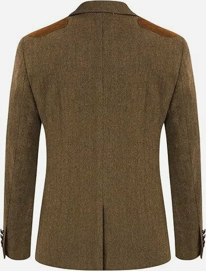 British-style men's suit jacket Houndstooth tweed sports jacket Double-breasted formal jacket    British-Style Men's Suit Jacket.