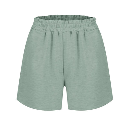 Plain Color Sports Shorts Casual Summer Comfortable And Soft Elastic High Waist Running Shorts With Pockets For Women
