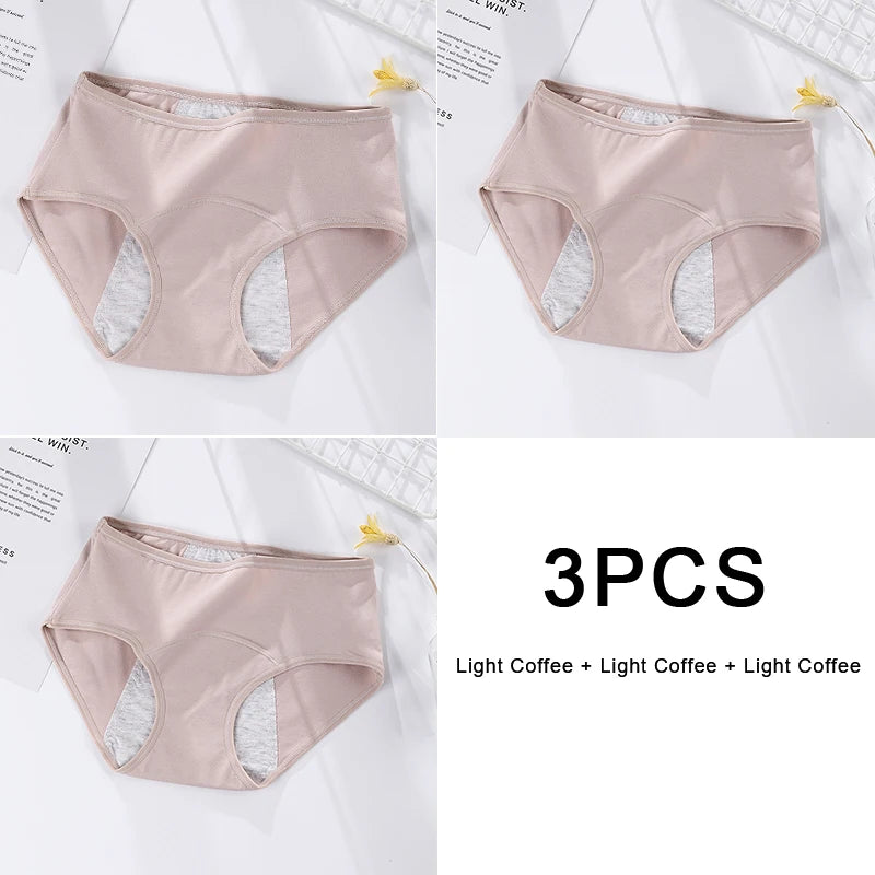 3PCS/set Women's menstrual briefs large flow postpartum water absorption leakproof briefs women's pure cotton menstrual briefs.