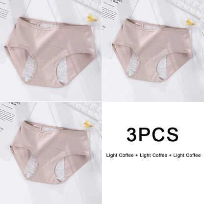 3PCS/set Women's menstrual briefs large flow postpartum water absorption leakproof briefs women's pure cotton menstrual briefs