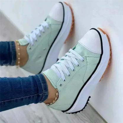 Shoes for Women Classic White Canvas Sneakers Fashion Platform Women Casual shoes High Quality Lace-Up Feamle Tennis Shoes 35-43.