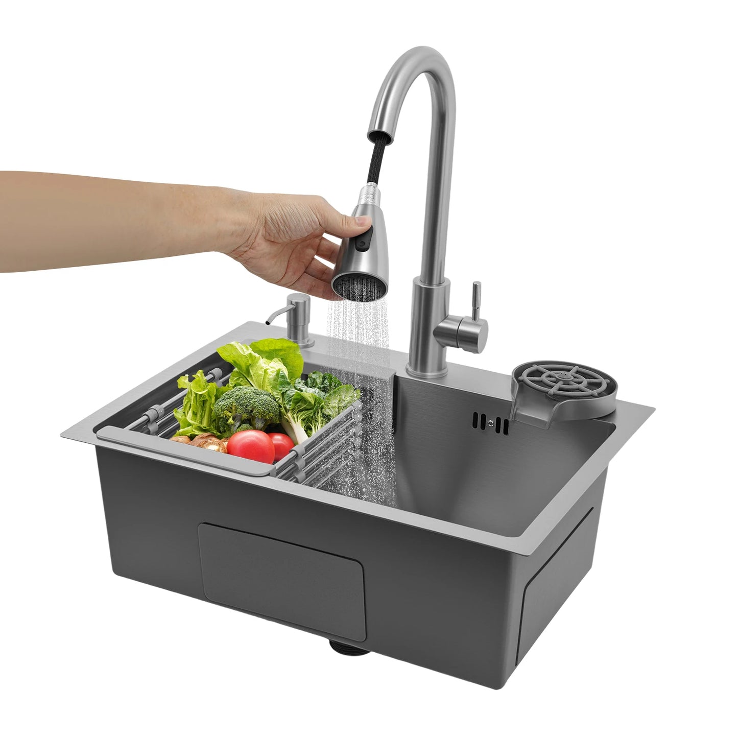 Stainless Steel Multifunctional Sink With Faucet Kitchen Sink Under Table Sink Large Sink