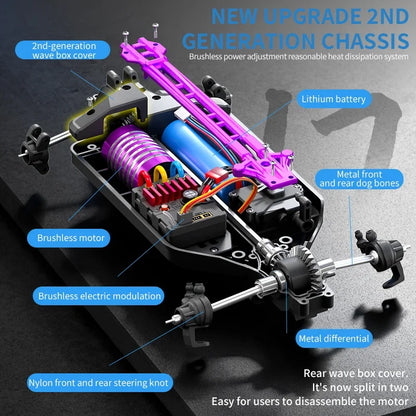 16307PRO 1:16 70KM/H Brushless Remote Control Car High Speed Drift Racing Car Four Wheel Drive Off Road Vehicle Boys Toy Gift.