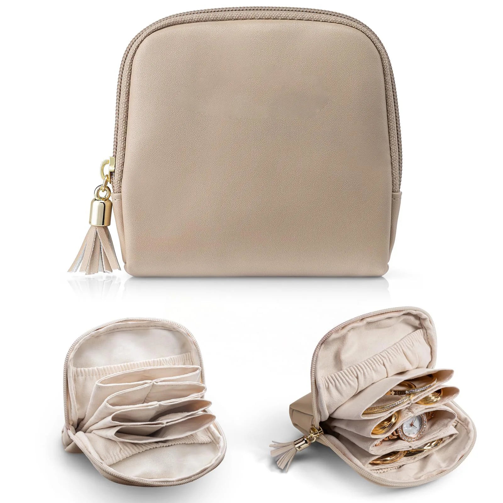 Tassel Jewelry Packing Bag PU Leather Rings Necklace Mini Cosmetic Bag Large Capacity Organizer Jewelry Storage Case Travel.