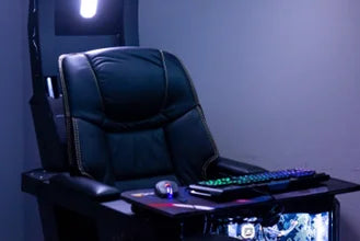 Manticore Zero Gravity Liegestuhl aus echtem Leder, Cockpit-Option, Memory-Schaum mit Massageunterstützung, mehrere Monitore