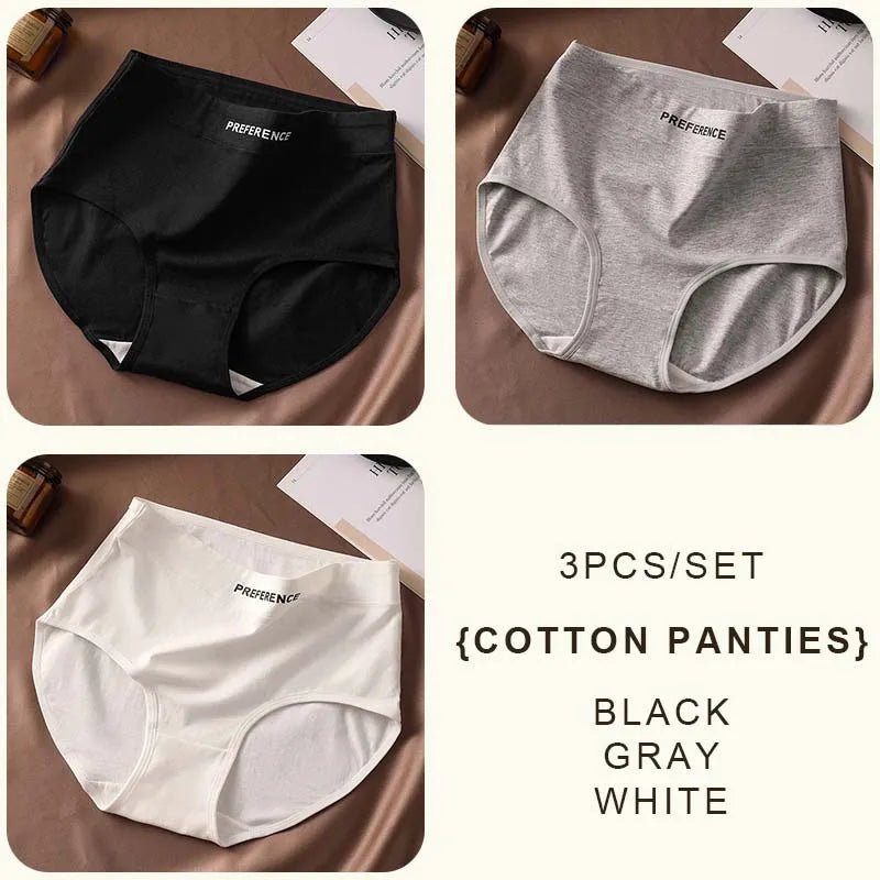 FallSweet 3PCS Seamless Women High Waist Briefs Panties Breathable Cotton Underwear Female Sexy Underpants Large Size Lingerie.
