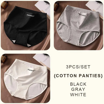 FallSweet 3PCS Seamless Women High Waist Briefs Panties Breathable Cotton Underwear Female Sexy Underpants Large Size Lingerie.