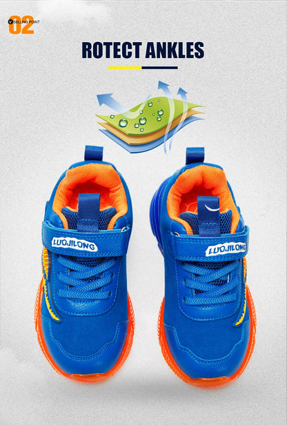 EXDINO Dinosaur Little Kids Spring Autumn LED Light Up Shoes Children Spinosaurus Boys Glowing Casual Sports Sneakers Non-slip.