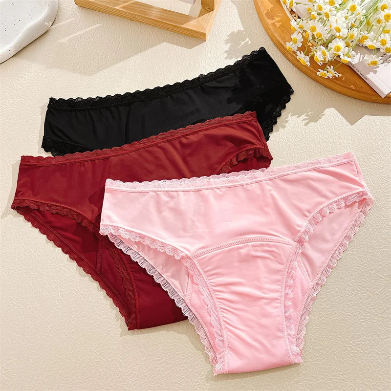 Women Sexy Lace Leak Proof Menstrual Period Panties Physiological Antibacterial Briefs Pants Leakproof Female Period Underwear.
