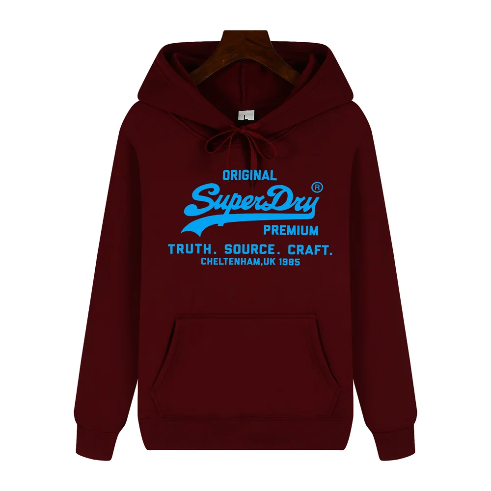 SUPERDRY Brand Men's Autumn and Winter Fashion Casual Hooded Sweatshirt Street Hip-hop Retro Sweatshirt Sports Men's Hoodie.